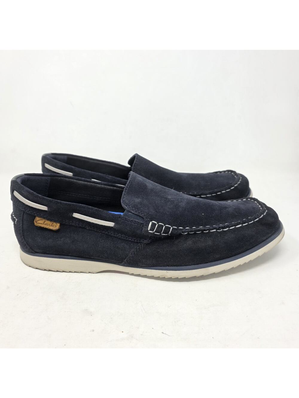 Clarks Extreme Comfort Navy Blue Suede Men’s Size 12 M Loafer Slip On Shoes